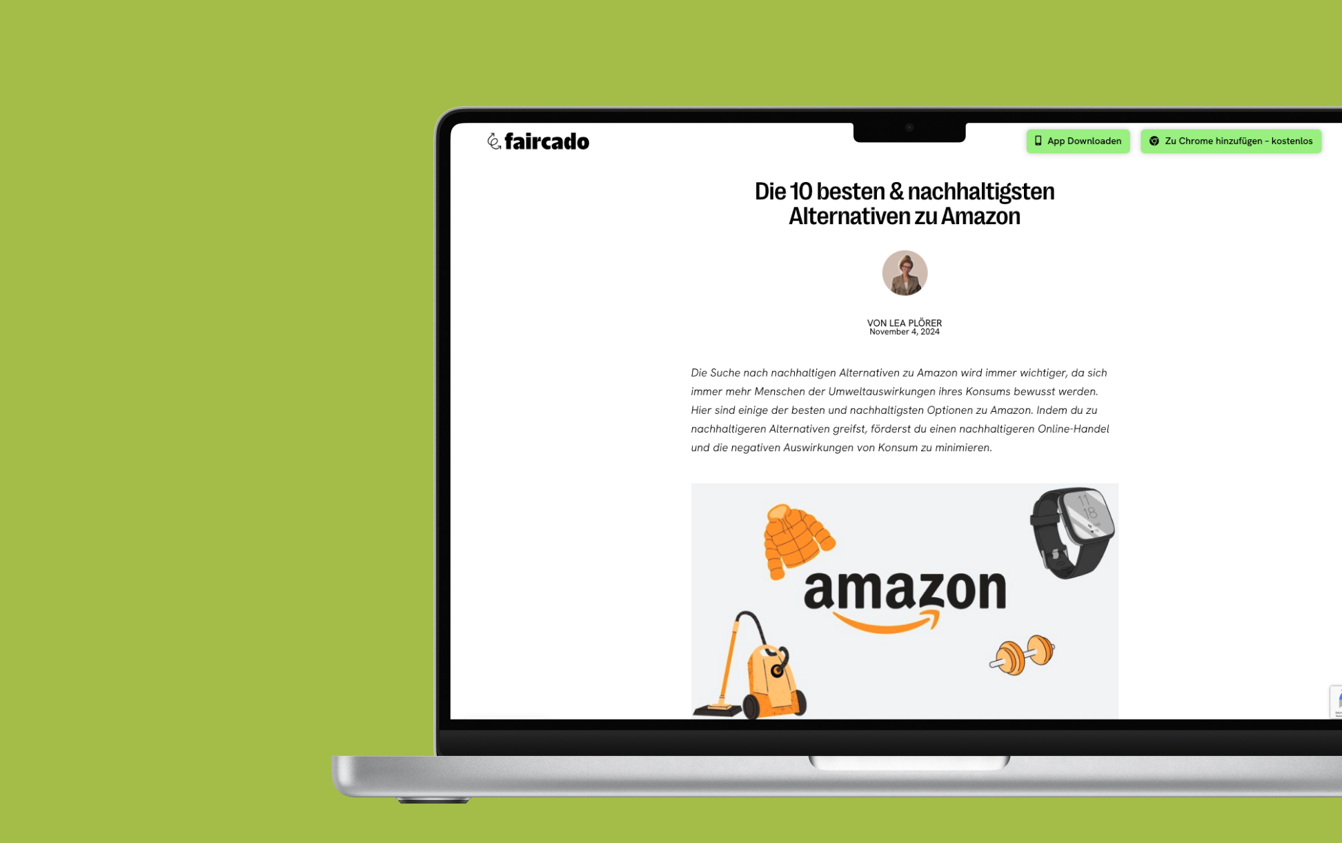 Laptop Monitor mit geöffnetem Blogpost von Faircado